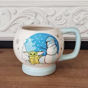EUC Holiday Baby Yoda Grogu Snow Globe Coffee Mug Cup Disney Kohls Mandalorian
